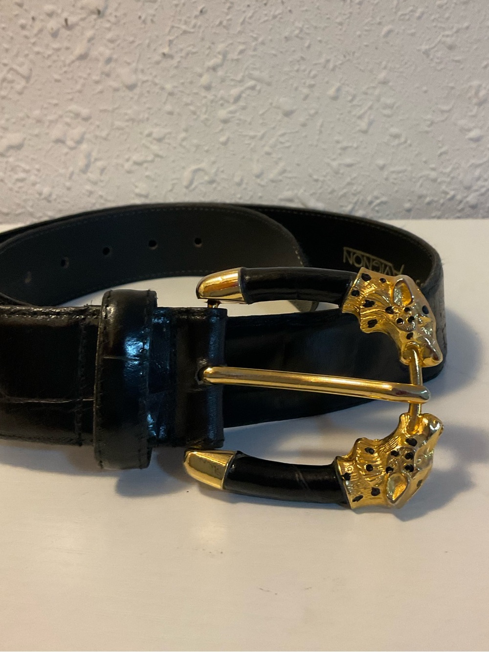 Avignon vintage leather belt panther cheetah leopard